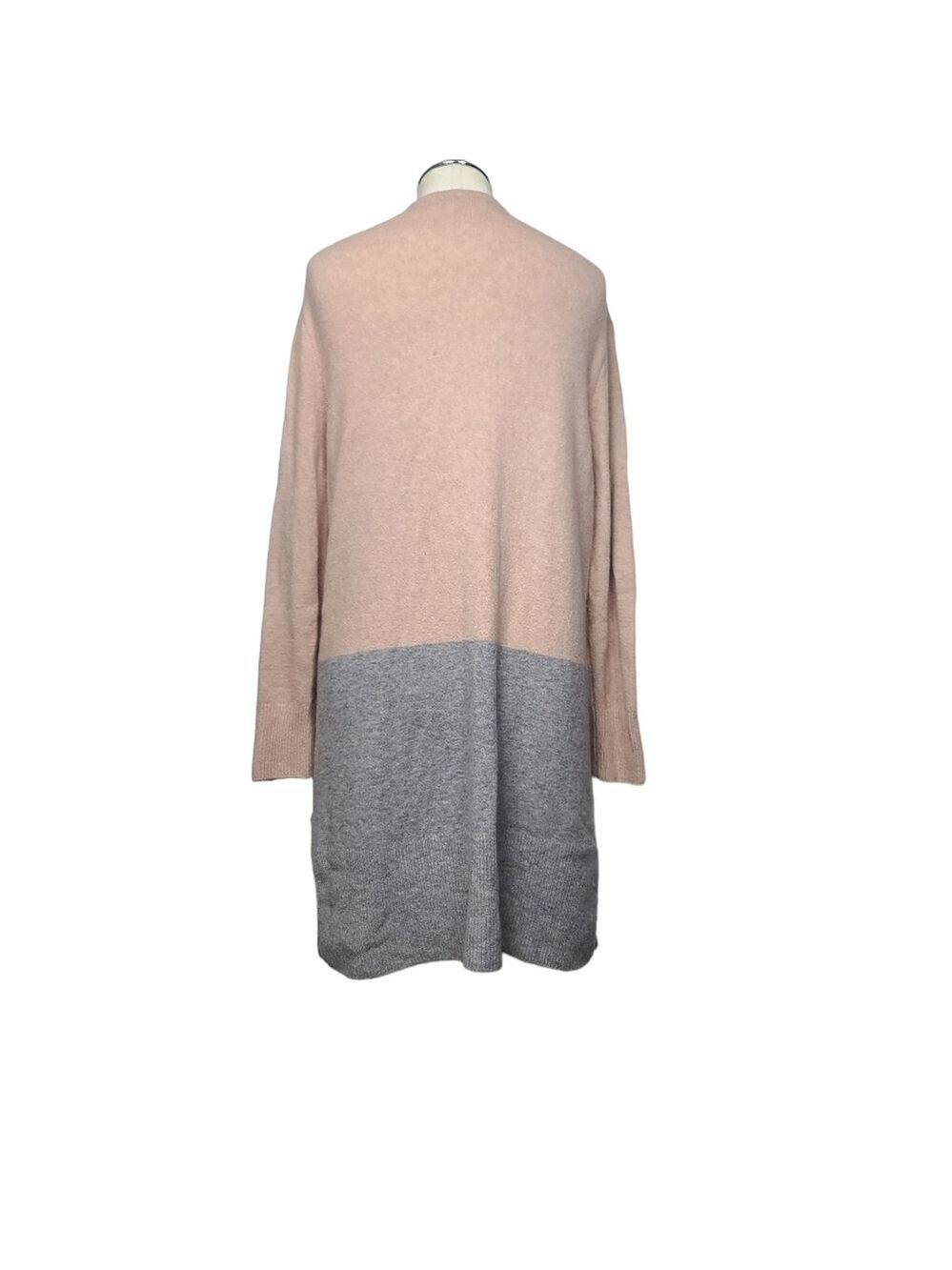 Madewell Kent Colorblock Light Pink & Grey Merino Alpaca Open Cardigan S - Picture 5 of 10